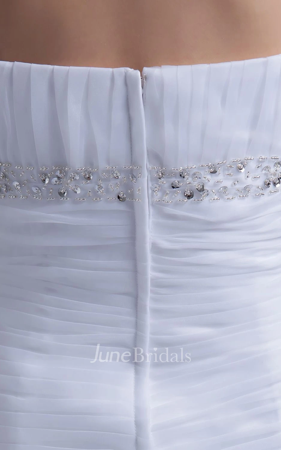 Gorgeous Strapless Ruched A-Line Dress With Tiers and Beading