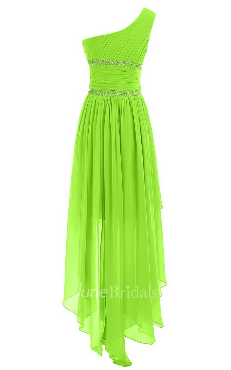 One-shoulder Asymmetrical Chiffon Dress With Sequins