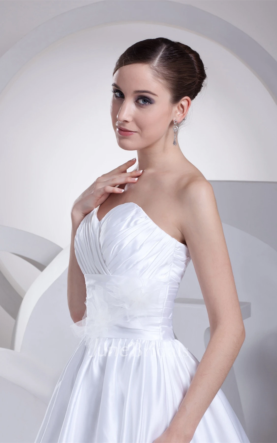 Sweetheart Criss-Cross Pleated Ball Gown with Floral Waist