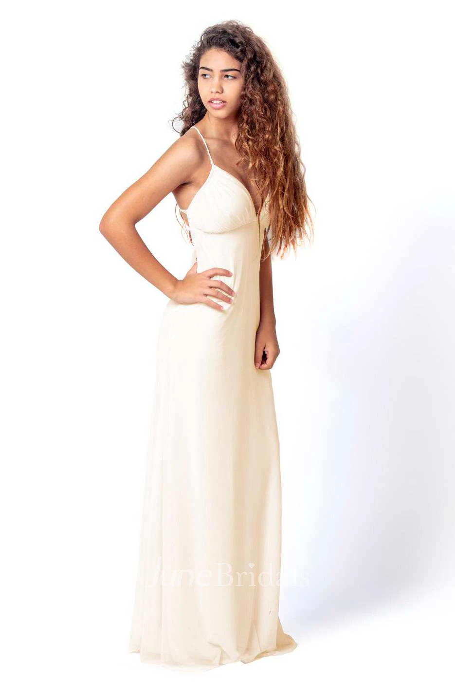 Floor-Length Chiffon Backless Wedding Dress