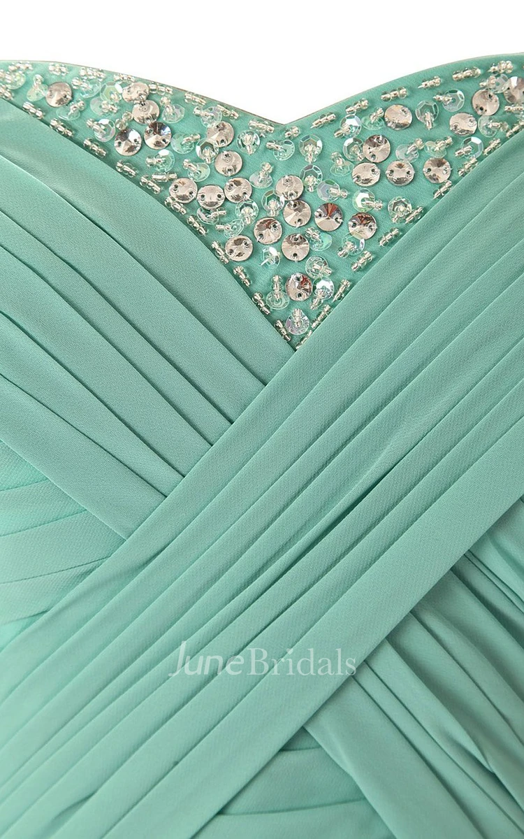 Sweetheart Sequined Chiffon Sheath Gown With Criss-cross