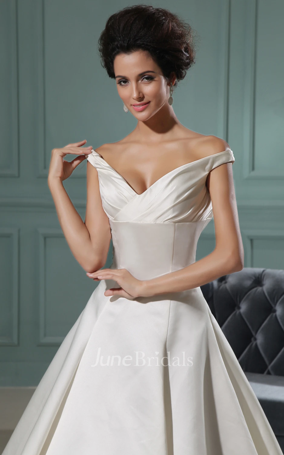 Vibrant V-Neck A-Line Deep Gown With Pick-Up Hem