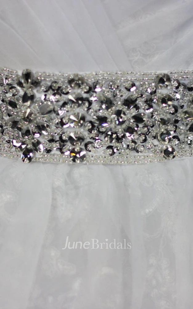 Sweetheart Organza a Line Wedding Dress With Crystal Belt