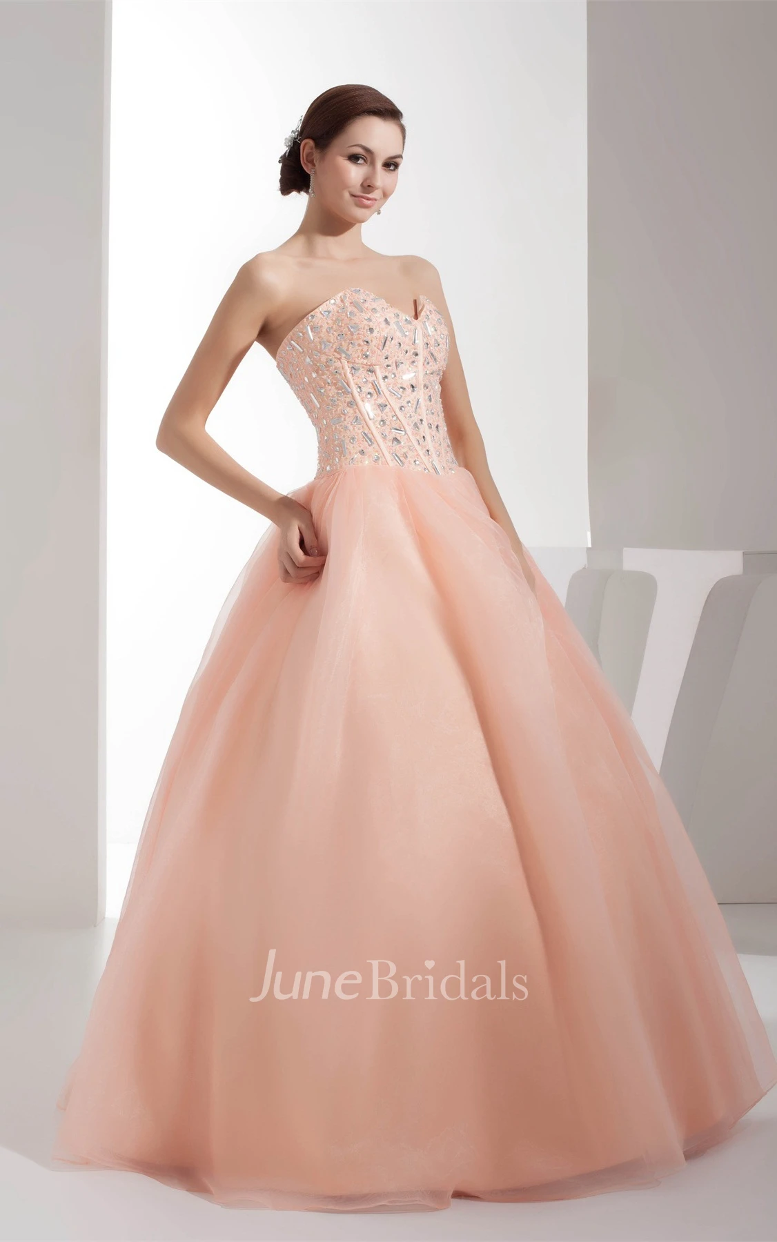 Sweetheart Pleated A-Line Ball Gown with Gemmed Bodice