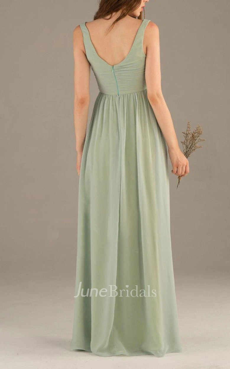 Simple Dusty Green Bridesmaid Dress