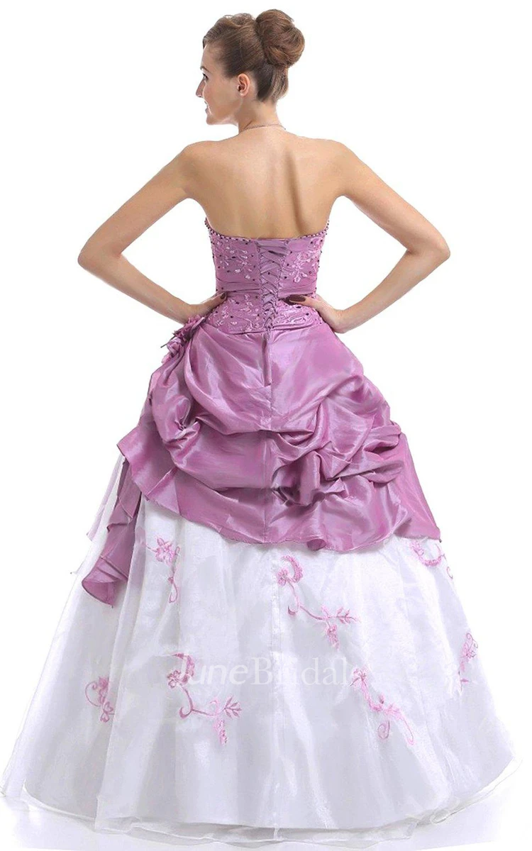 Strapless Ballgown With Ruffles and Beadings