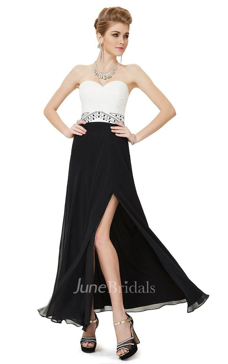 Sweetheart Chiffon Gown With Pleats and Beadings