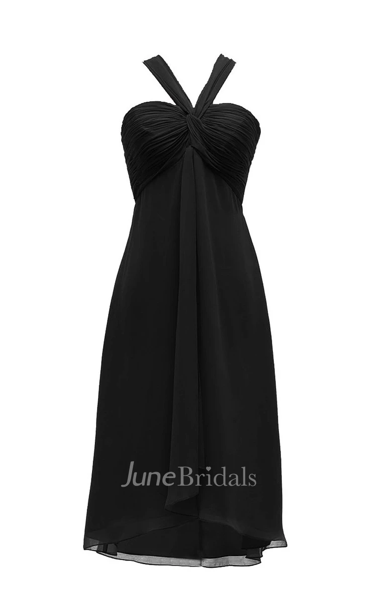 Ruching Bust Chiffon Dress With Zipper Back