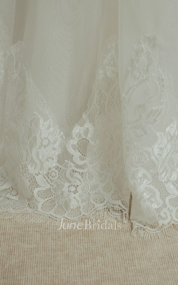 Noble 3 4 Sleeve A-line Organza and English Net Gown With Beading