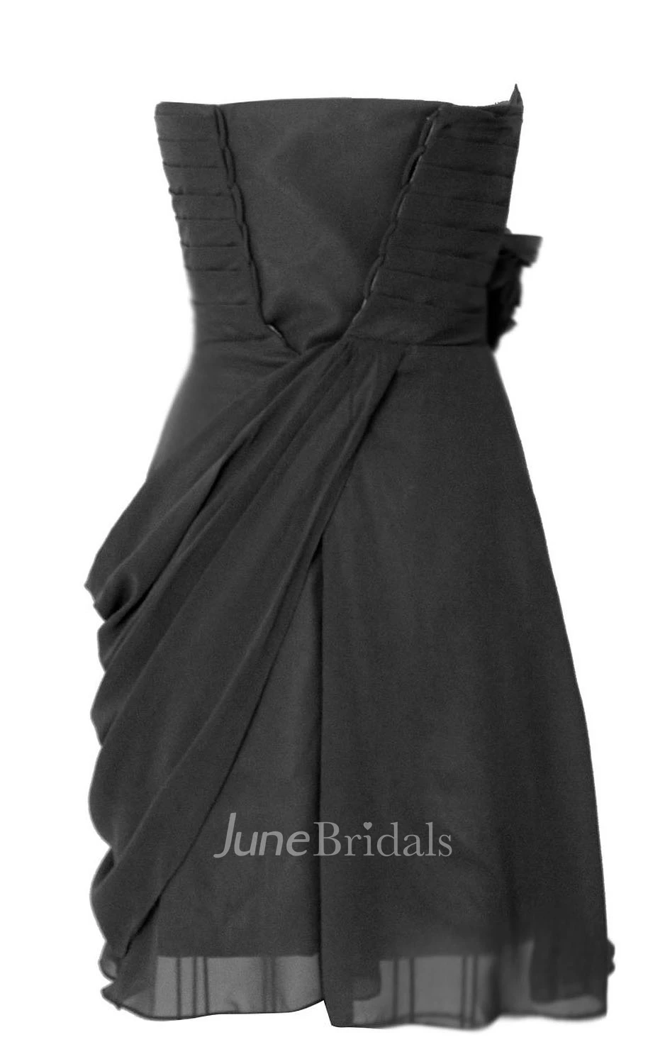 Sweetheart Asymmetrical Ruched Short Layered Chiffon Dress