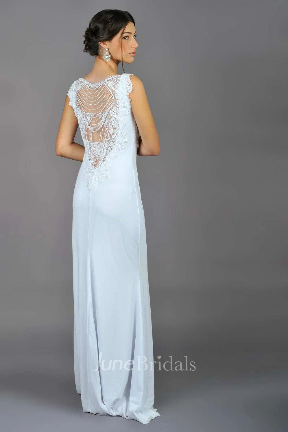 Floor-Length Chiffon Lace Wedding Dress
