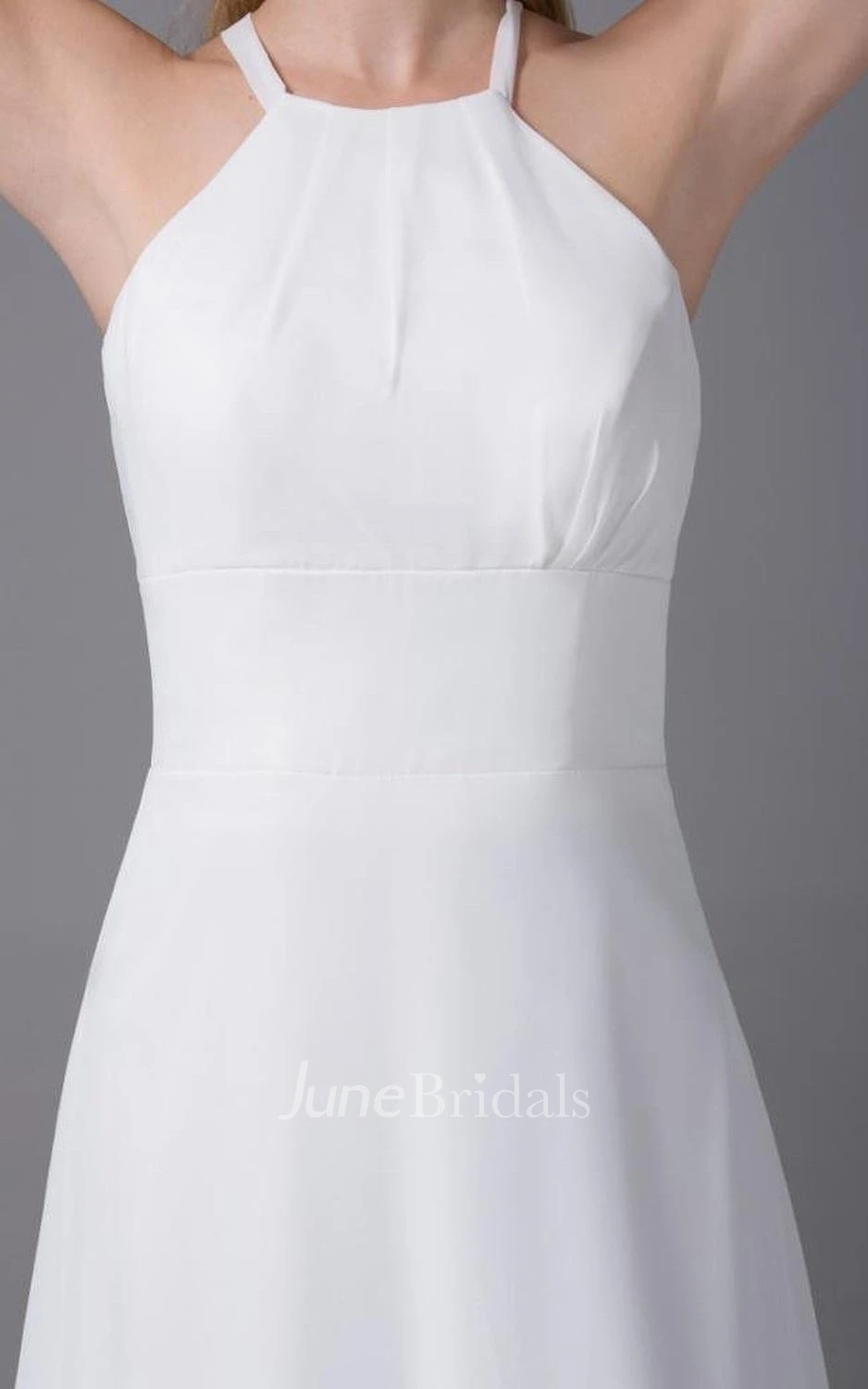 Sleeveless High Neck Long Chiffon Dress