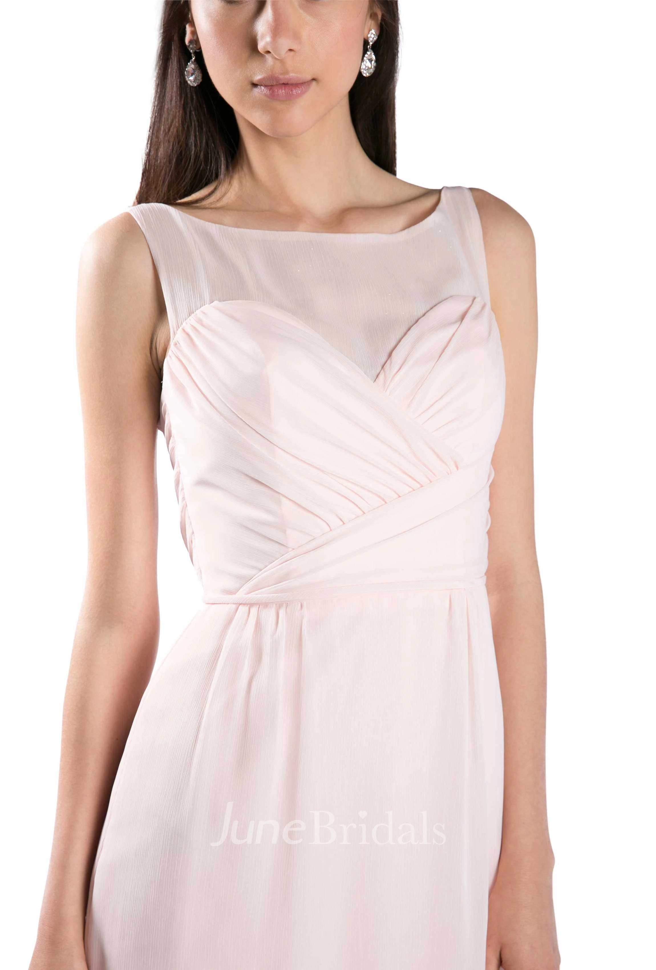 Short Bateau Neck Criss-Cross Sleeveless Chiffon Muti-Color Convertible Bridesmaid Dress