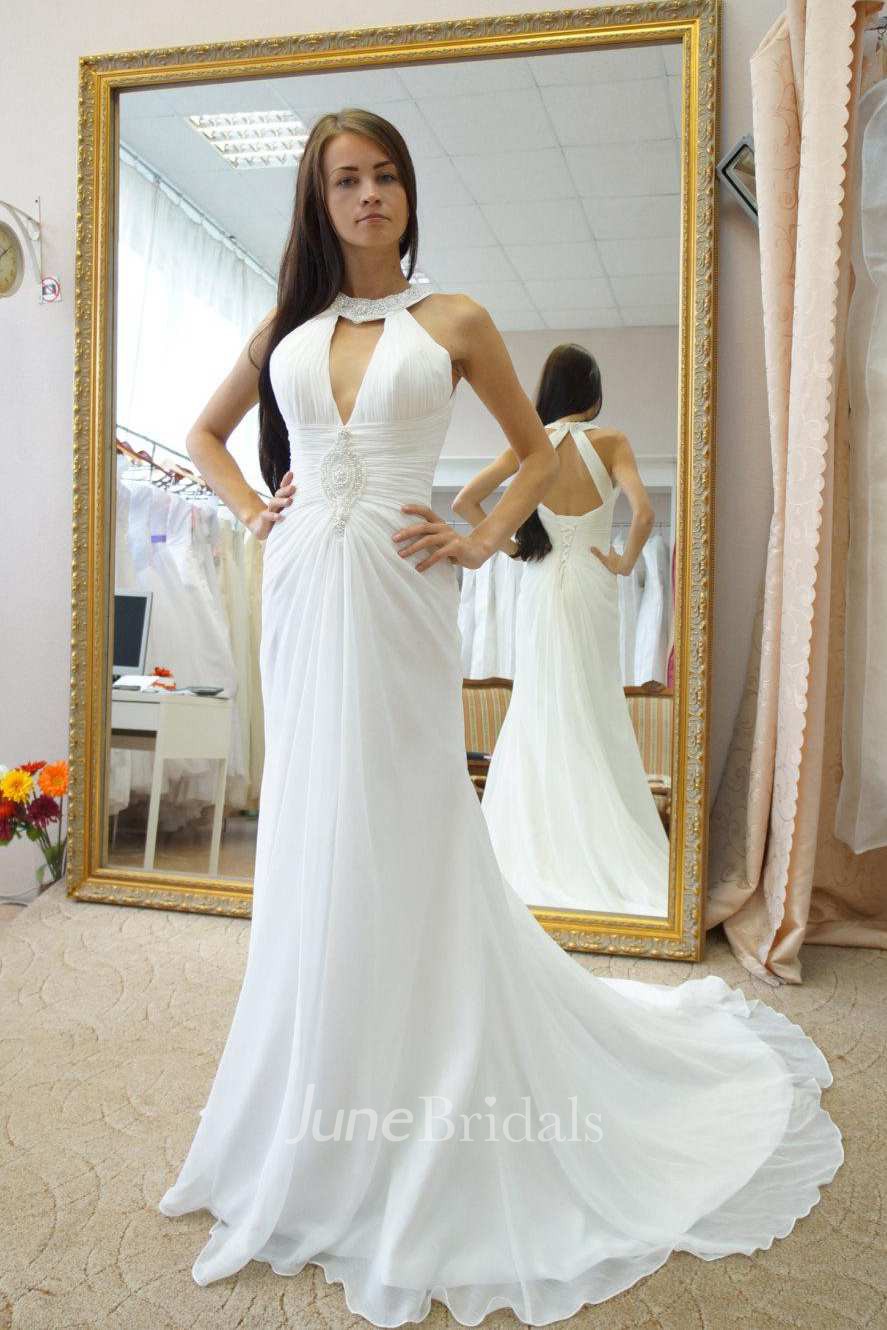 Chiffon ruched best sale wedding dress