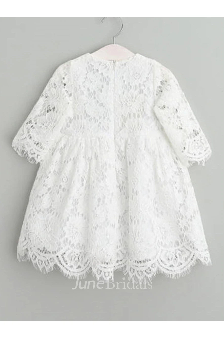 Elegant All Lace Christening Gown With Zipper Back