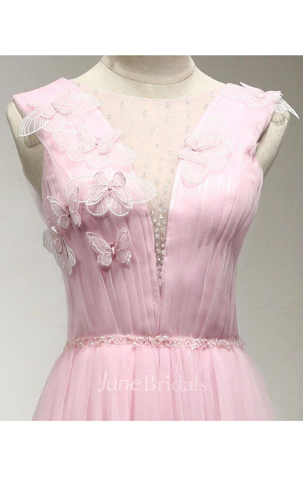 Ruched Sleeveless Floor-length Gown With Beadings and Flower