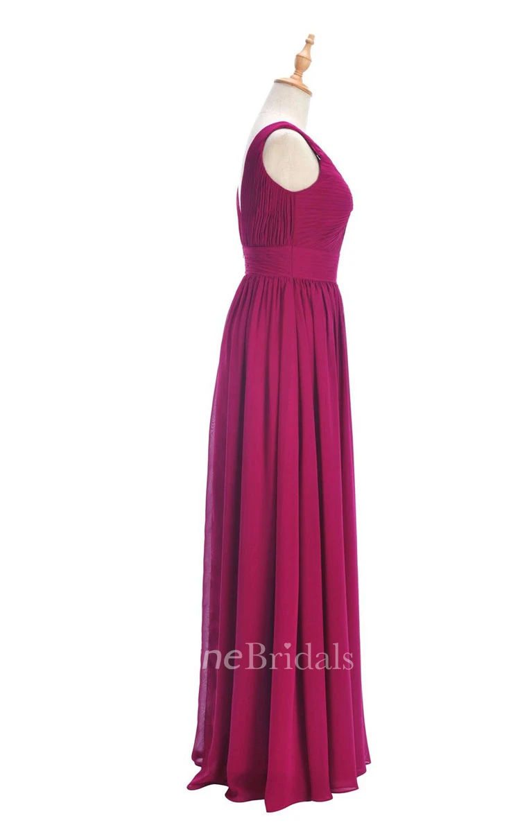 One-shoulder Sweetheart Long Empire Dress With Side Slit