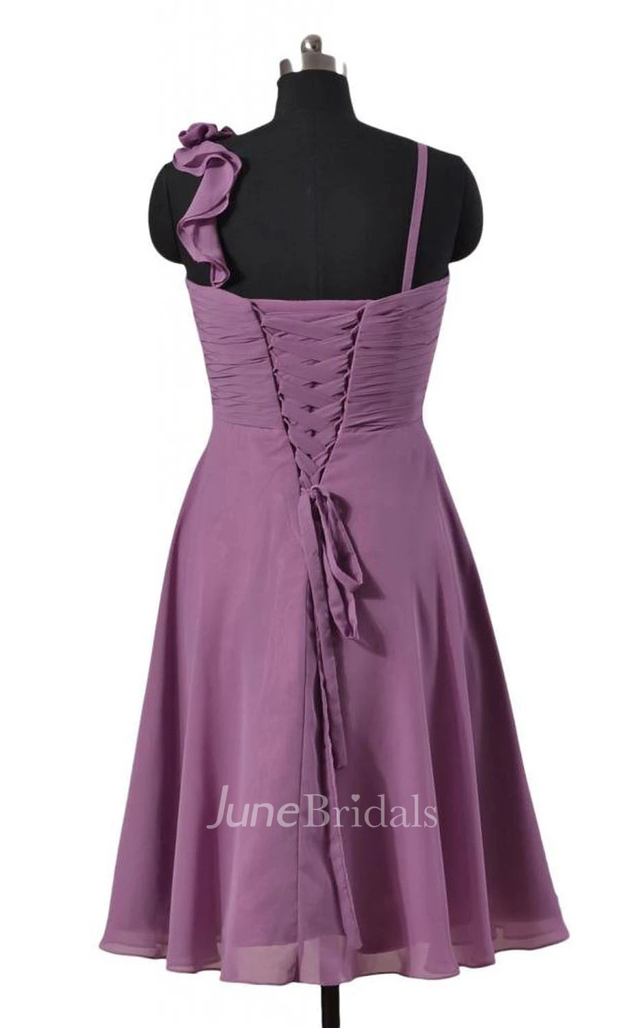 Sleeveless Appliqued Strap Knee-length Layered Chiffon Dress