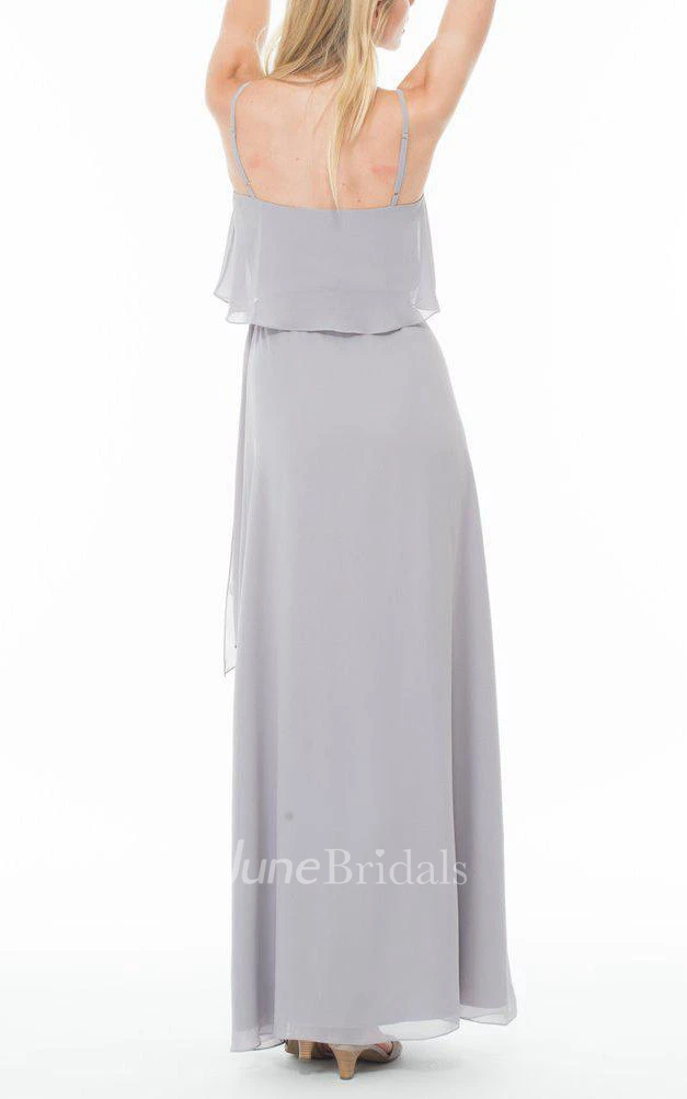 Spagetti Straps Long Chiffon Bridesmaid Dress