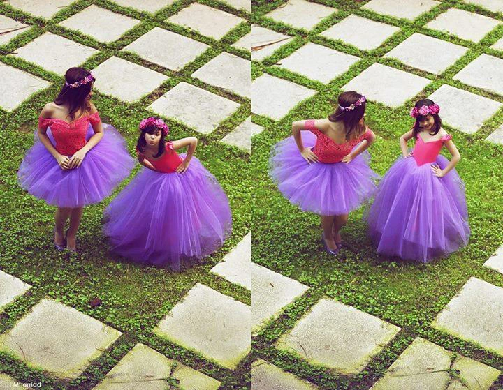 Newest Off-the-shoulder Tulle Mother and Daughter Dress With Lace