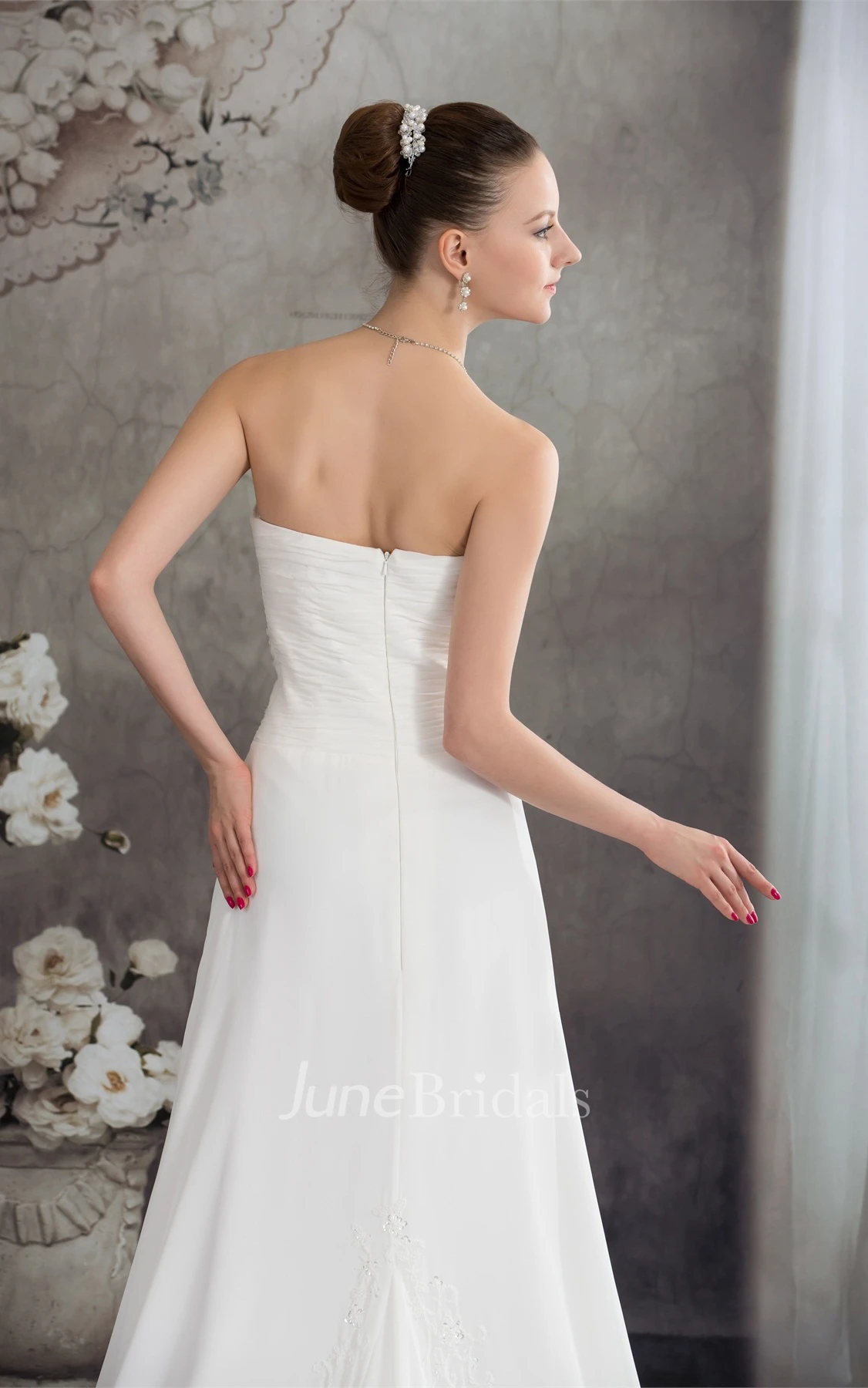 Sweetheart Chiffon A-Line Gown with Ruching and Appliques