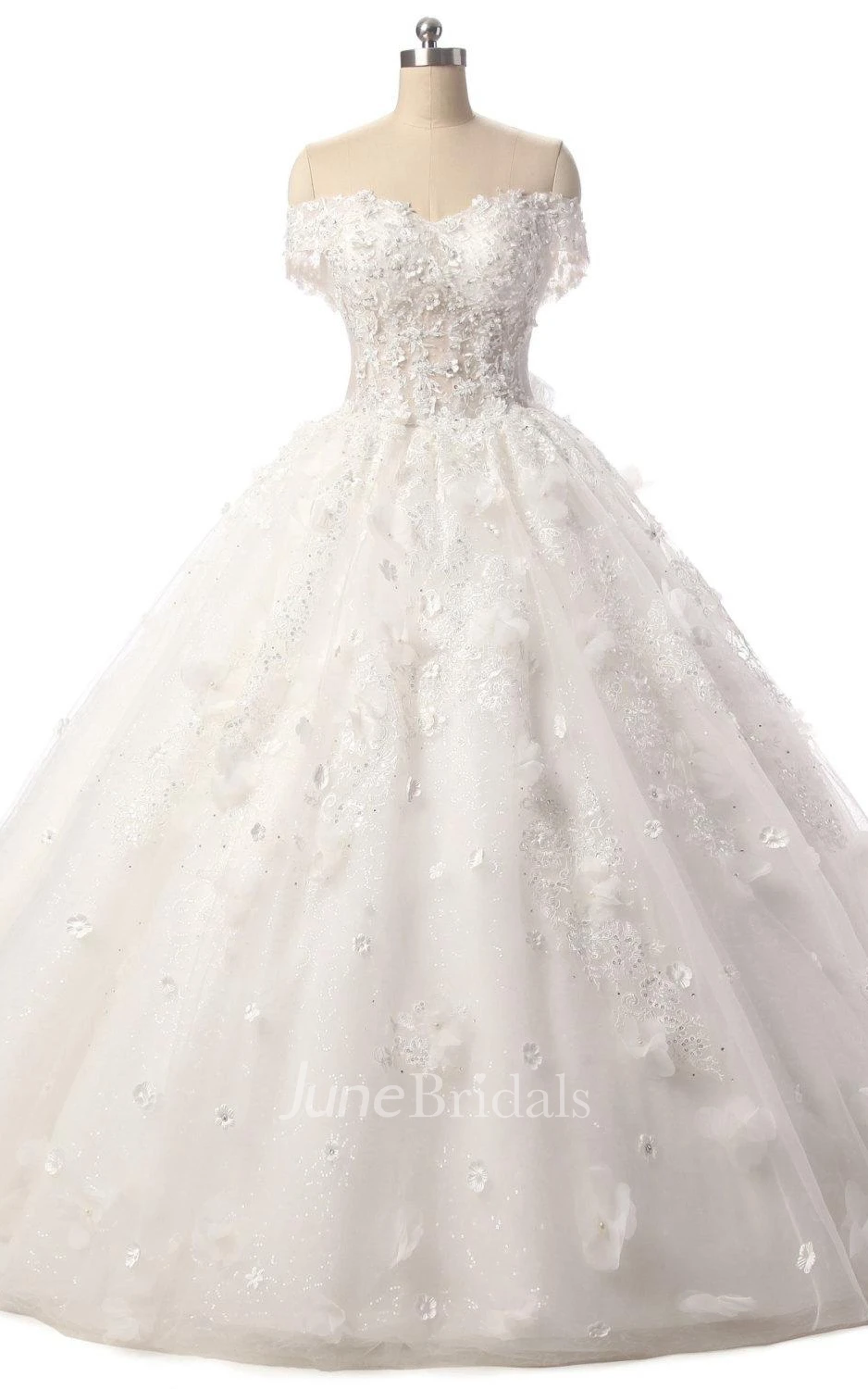 Ball Gown Sweetheart Tulle Lace Dress With Flower Lace-Up Back