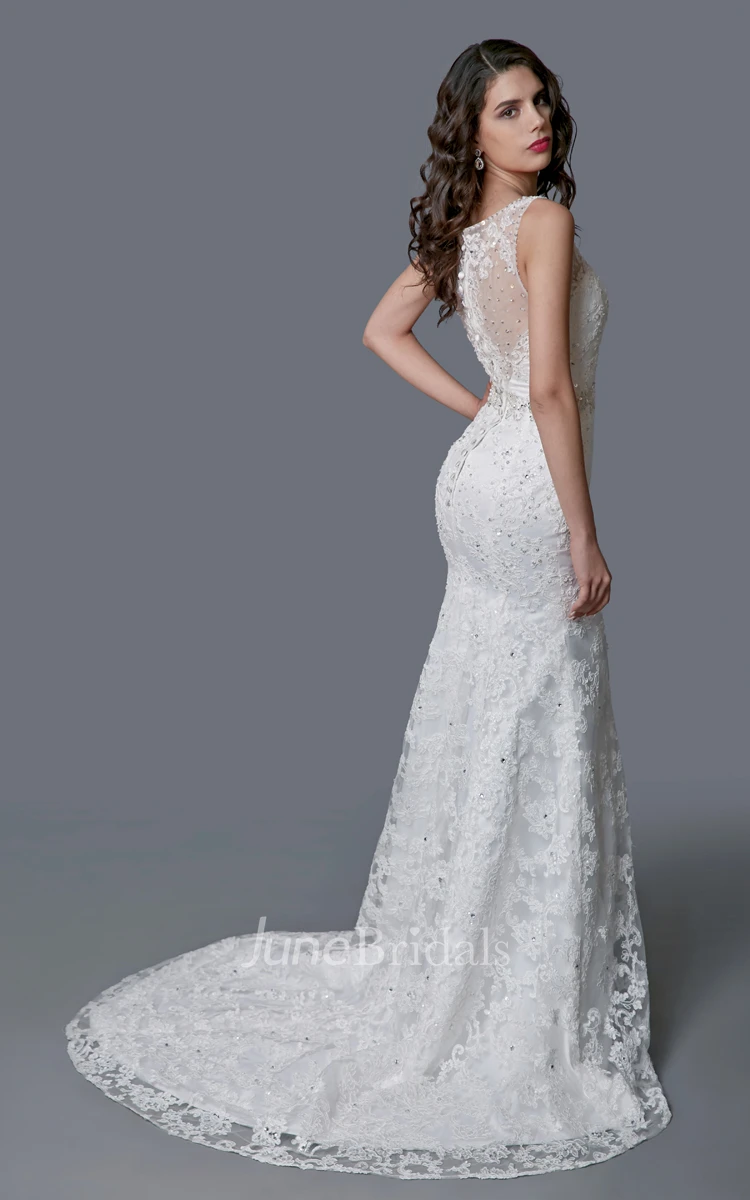 Amazing V-neck Lace Mermaid Dress With Illusion Back