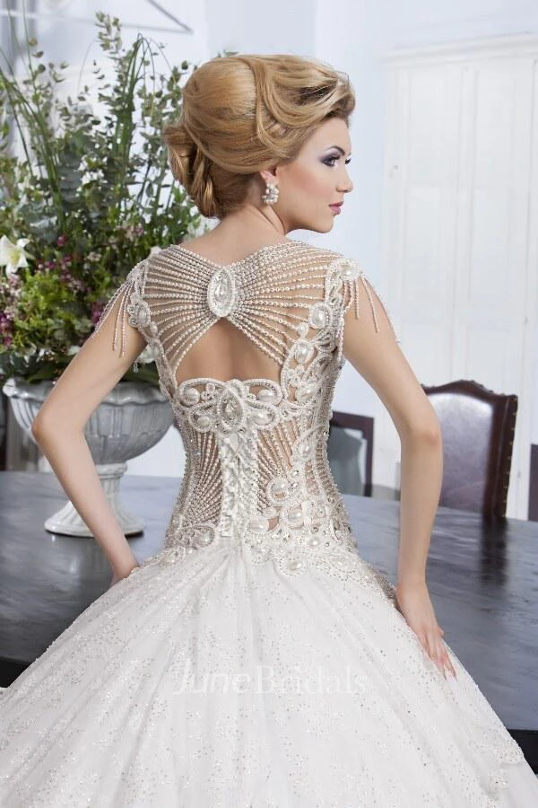 Glamorous Beadings Ball Gown Wedding Dress Tulle Lace Bridal Gown