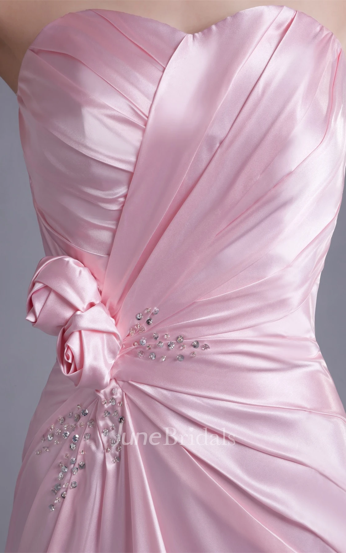 sweetheart column criss-cross dress with beading and flower