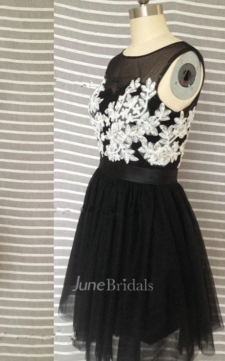 Mini Tulle Illusion Dress With Lace