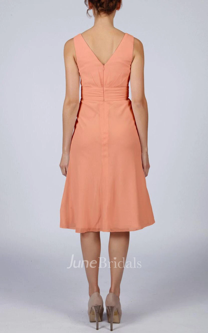 V-neck A-line Short Bridesmaid Dress