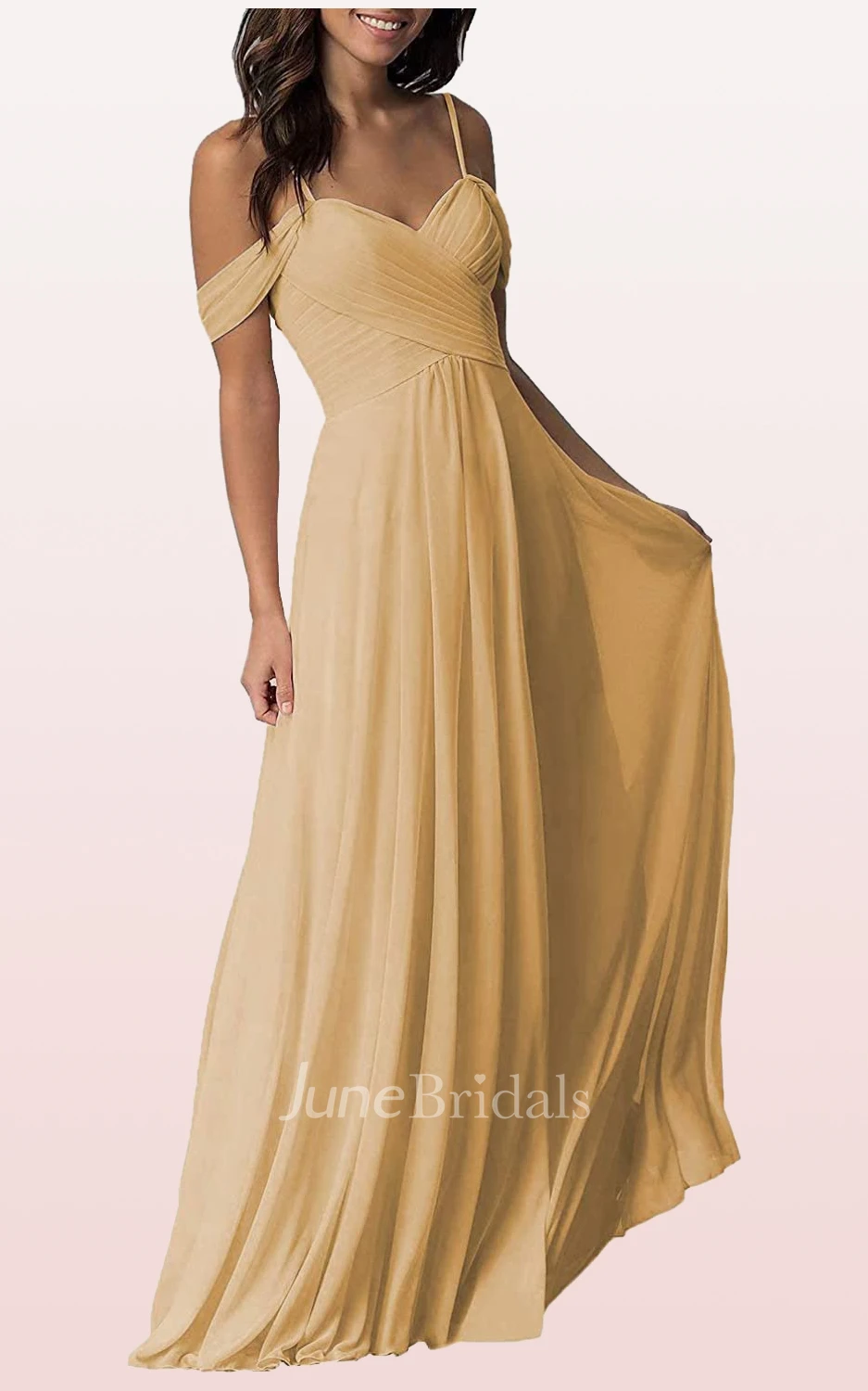 Elegant A Line Off-the-shoulder Chiffon Sleeveless Bridesmaid Dress