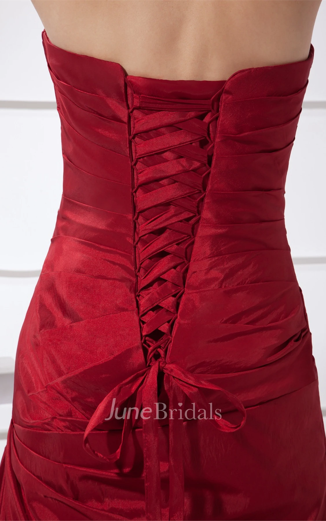 Sweetheart Satin High-Low Dress with Pick Up and Brush Train