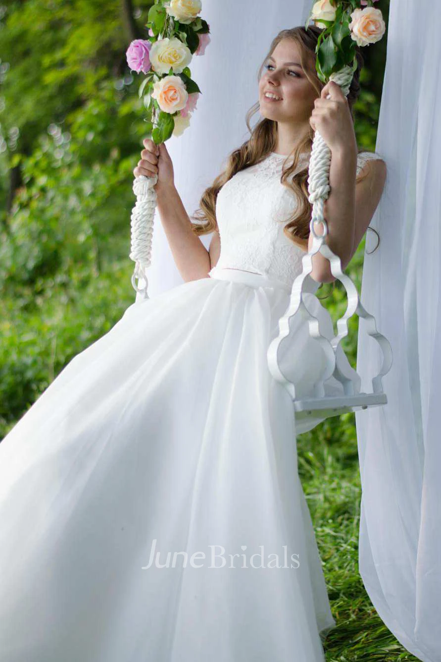 Floor-Length Tulle Satin Lace Wedding Dress