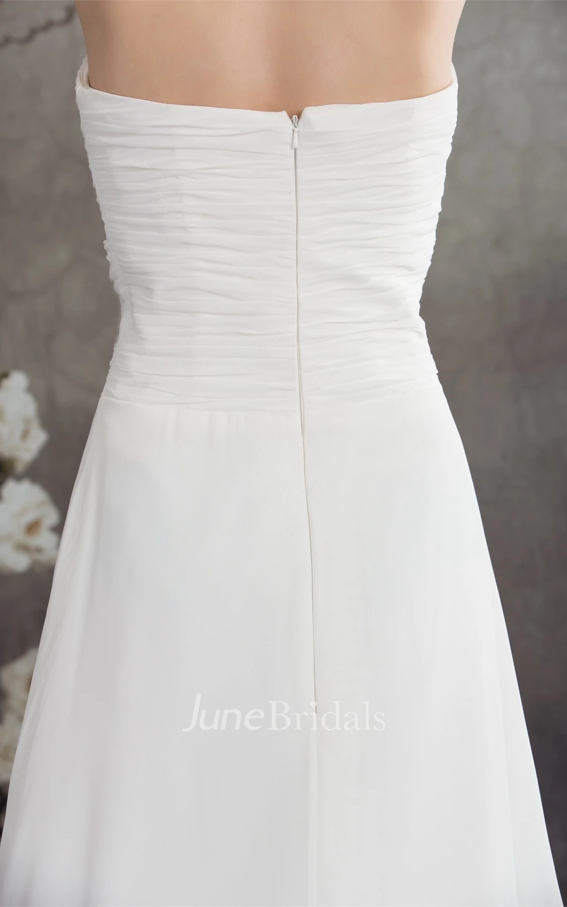 Sweetheart Chiffon A-Line Gown with Ruching and Appliques