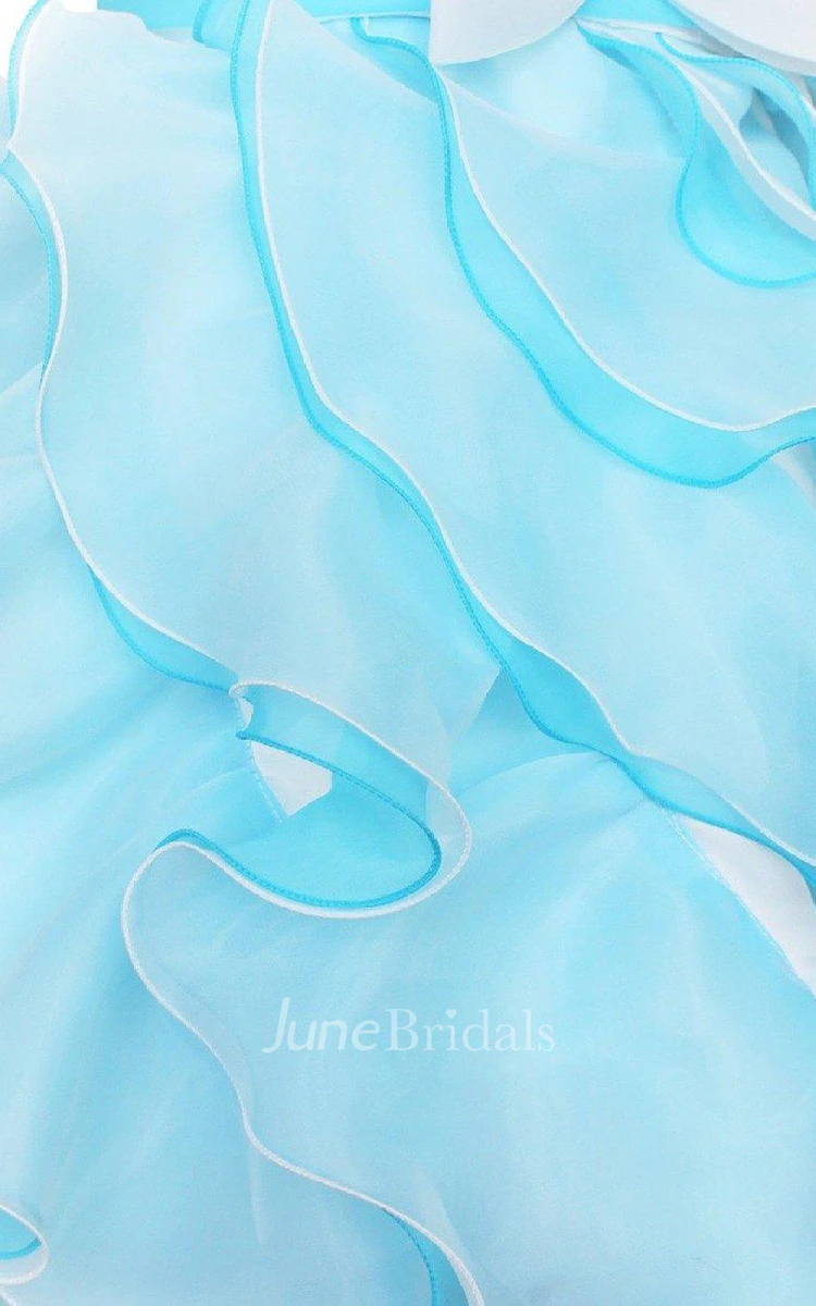 Sleeveless A-line Ruffled Dress With Bow and Appliques