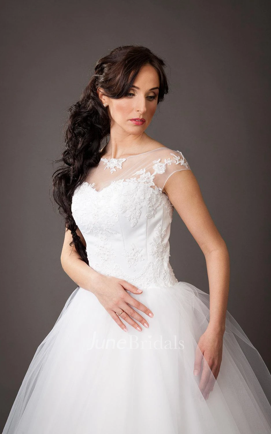 Vintage Tulle Ball Gown With Lace Embellished Bodice and Pearls