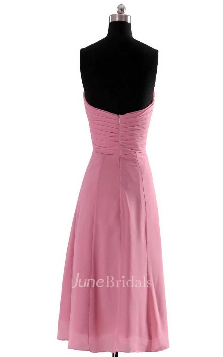 Sweetheart Layered Chiffon Dress With Flowers