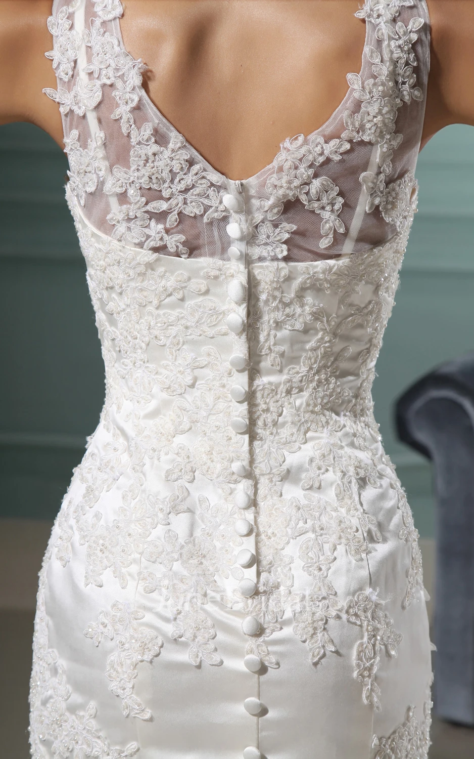 Slited Sweetheart Sleeveless Strap Neckline Gown With Detailing