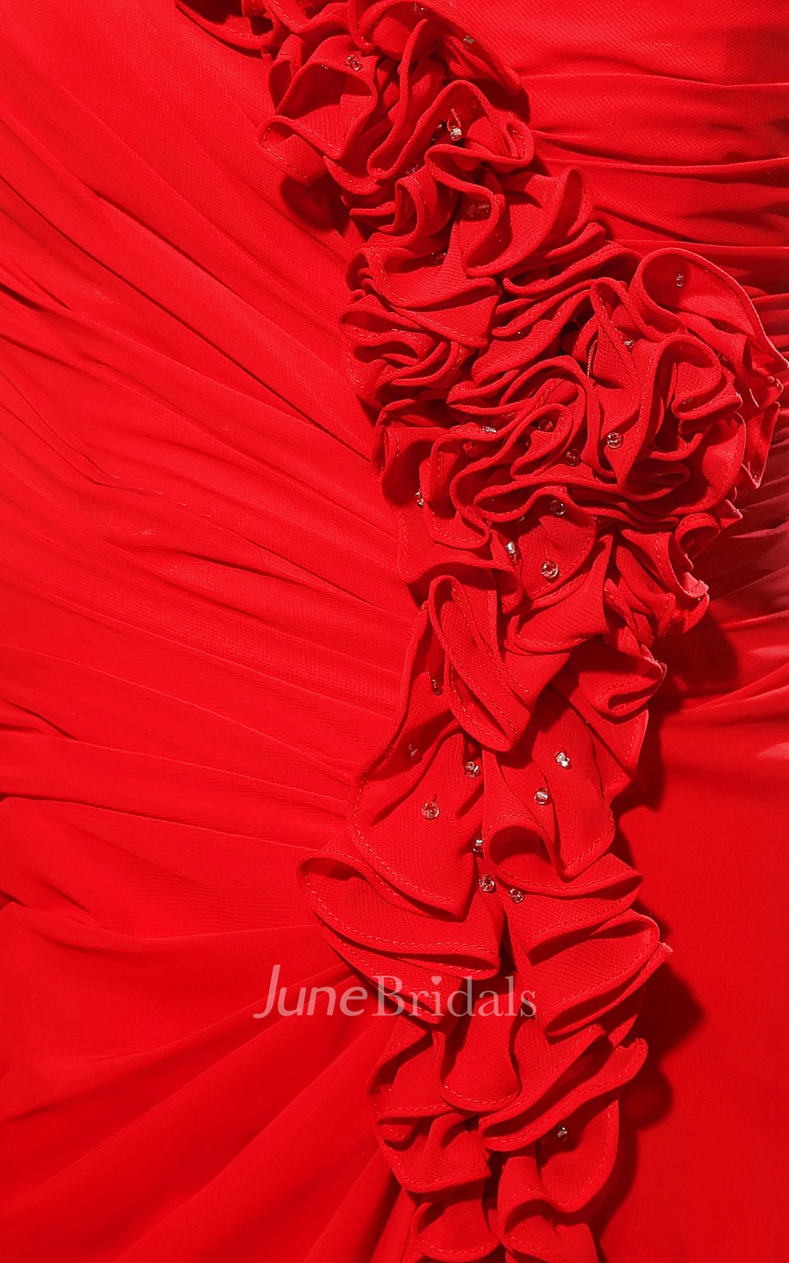 Flamboyant Sleeveless Chiffon Dress With Flower and Ruching