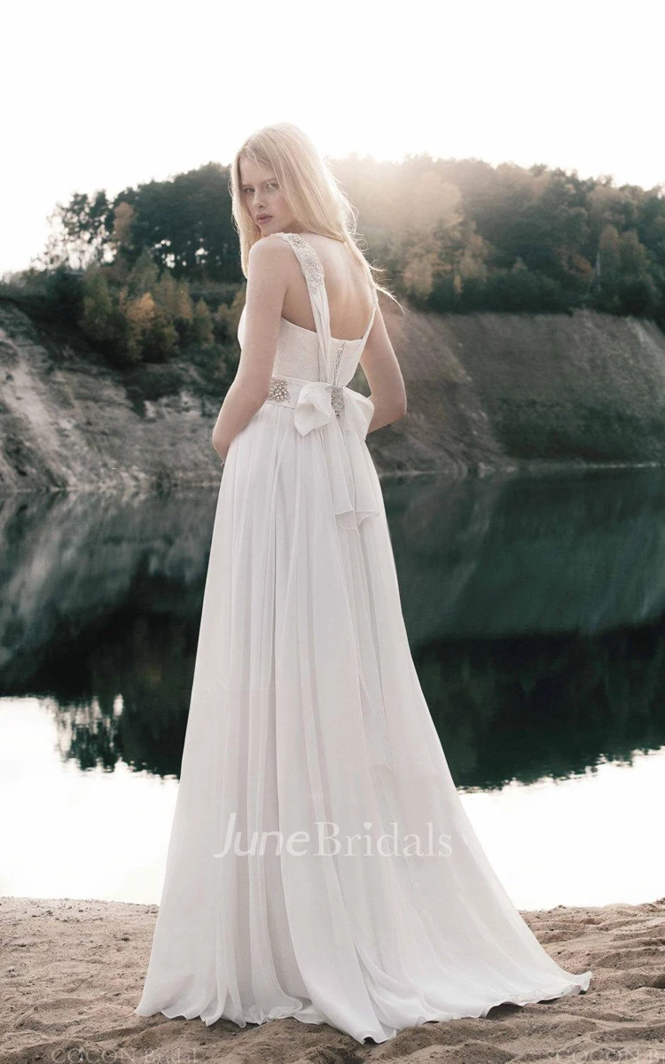 Chiffon Lace Dress With Embroideries