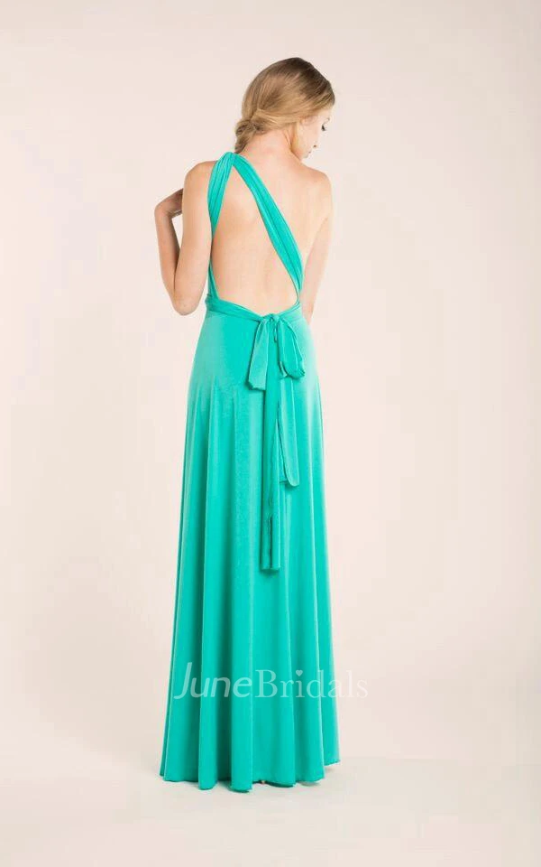 Floor-length Jersey&Satin Dress