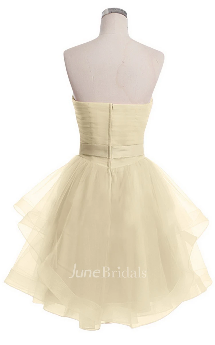 Sweetheart A-line Mini Dress With Pearled Waist