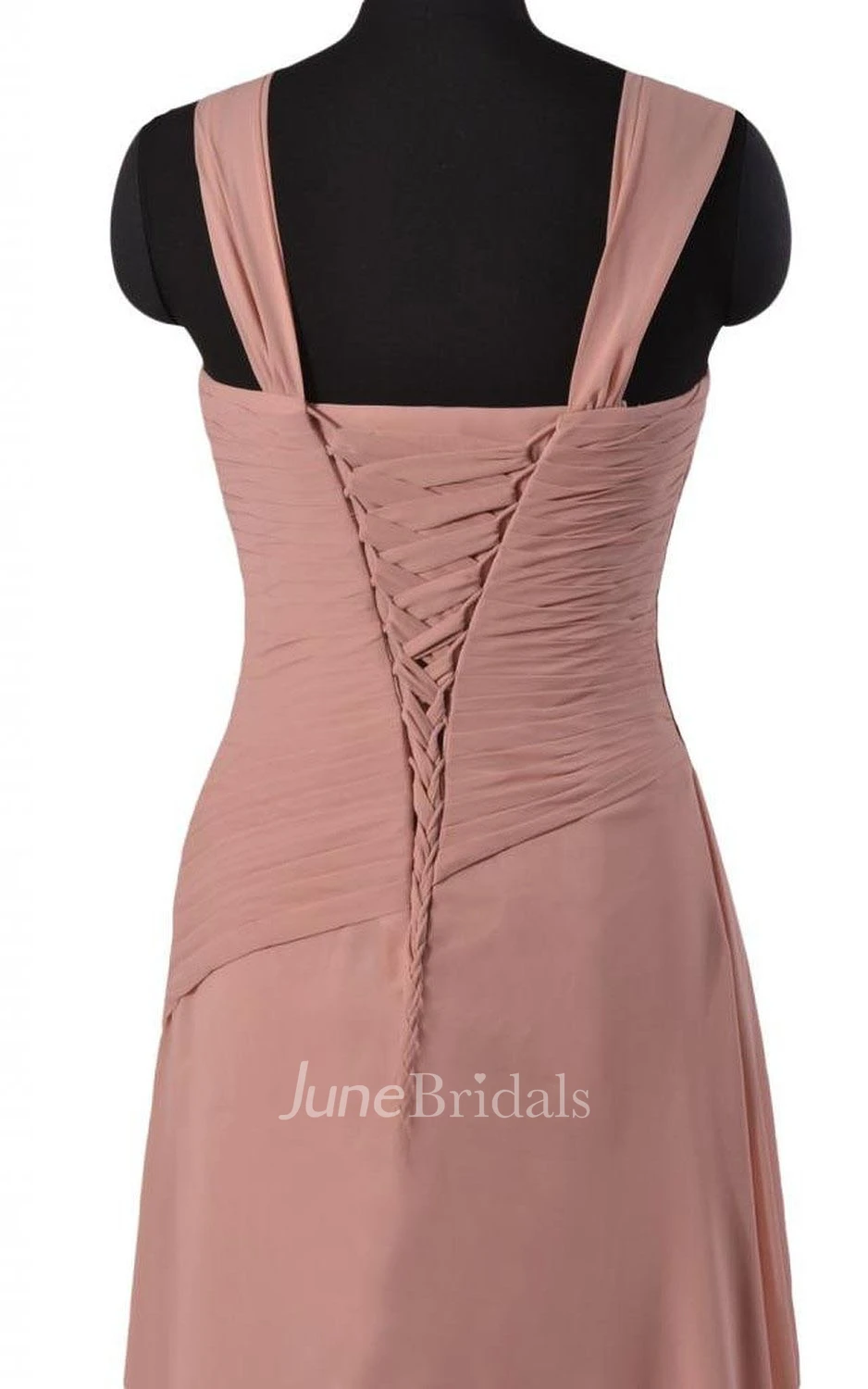 Sleeveless Asymmetrical Ruched Bodice Long Pleated Chiffon Dress