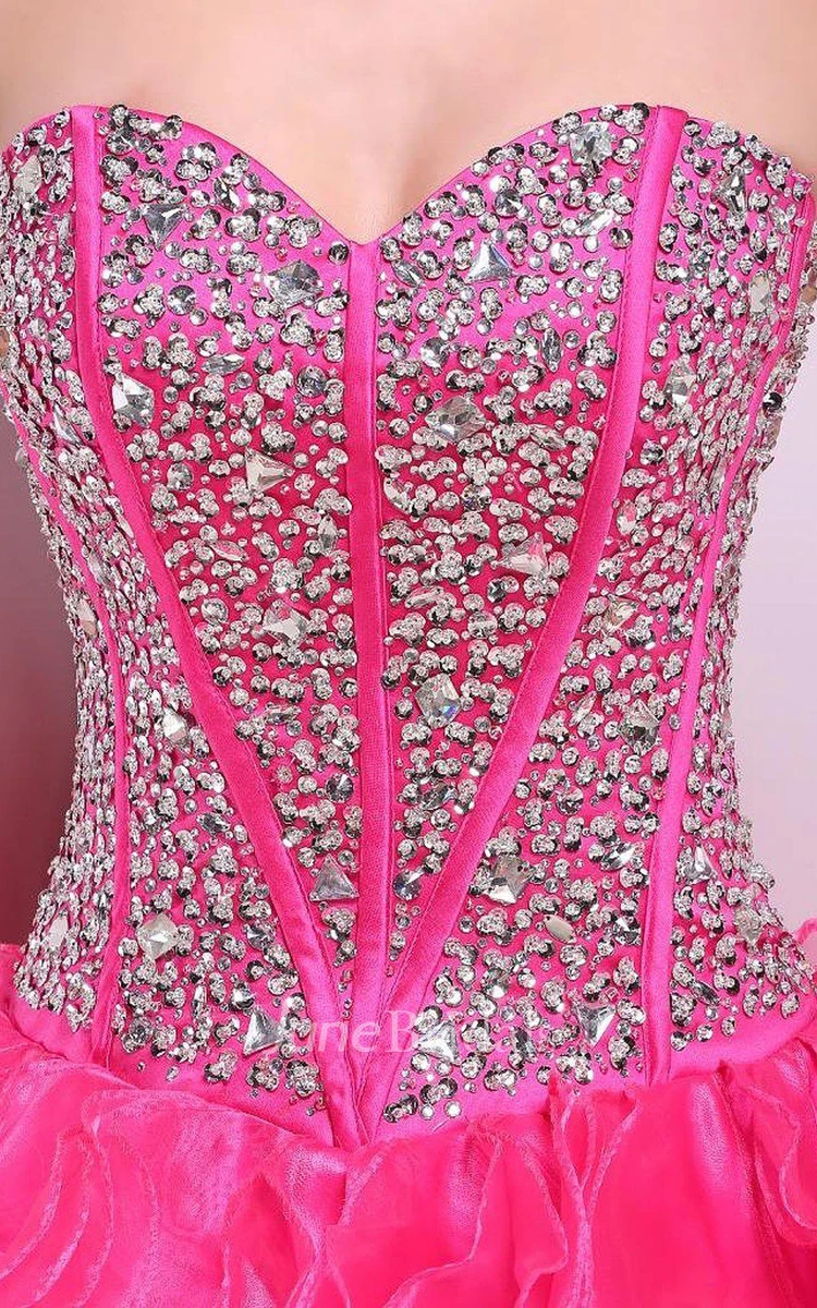 Chic Sweetheart Ball Gown With Ruffles and Beadings