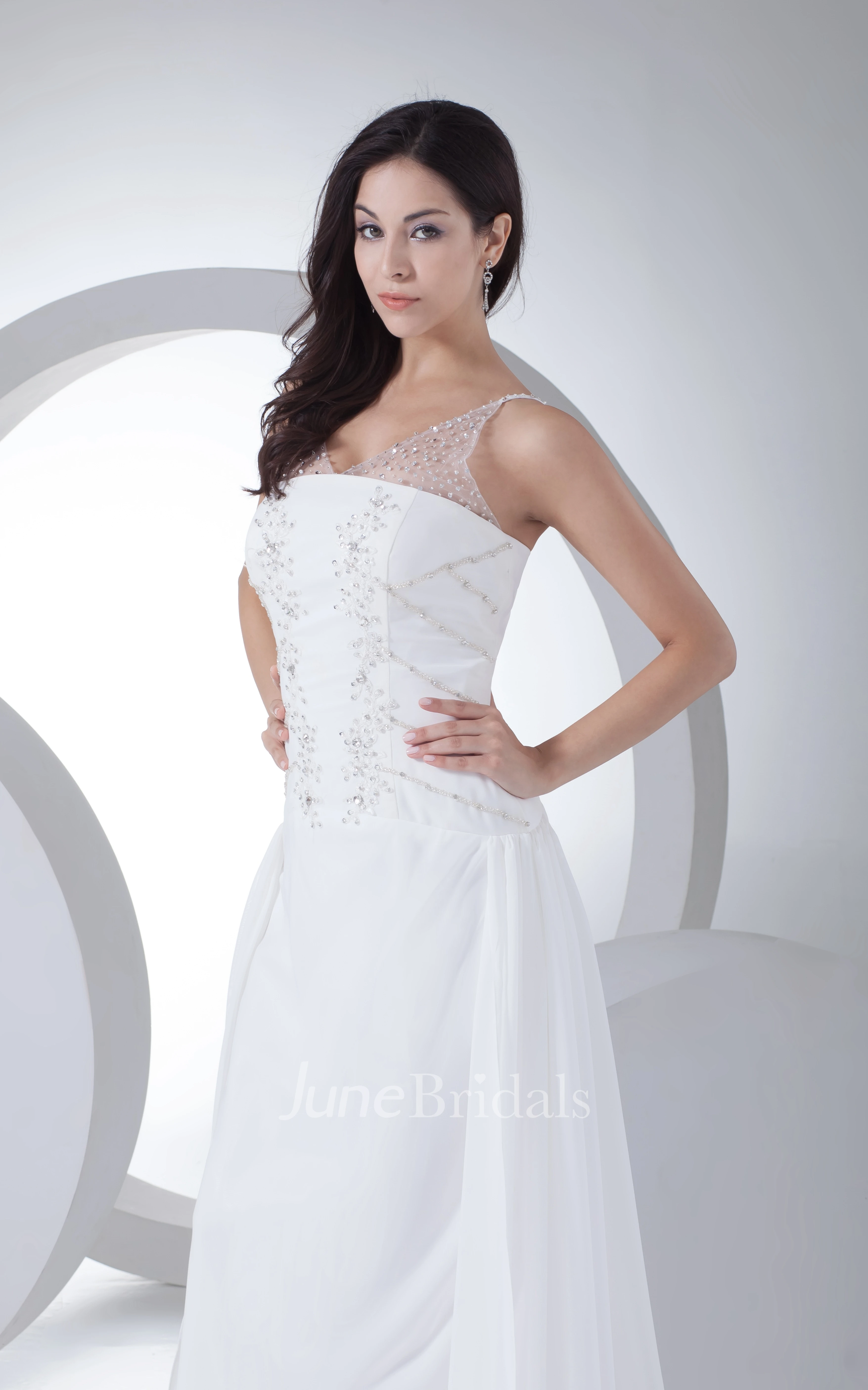 Fairy Floor-Length Sheath Dress With Illusion and Beading