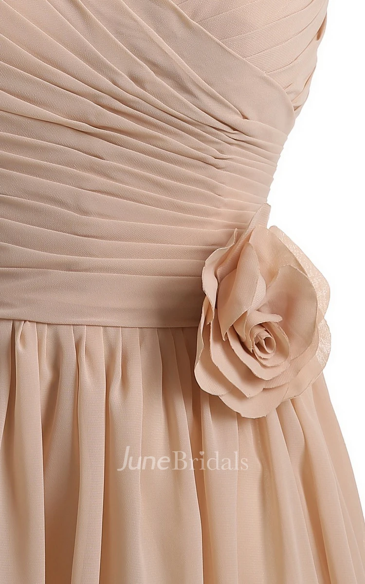 Sweetheart A-line Short Chiffon Dress With Flower