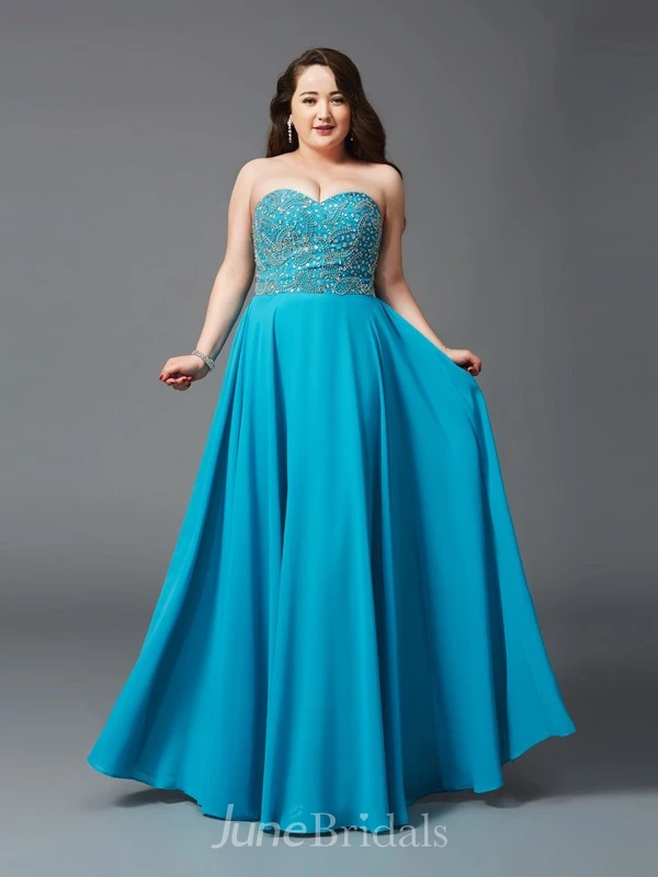 A-line Floor-length Sweetheart Sleeveless Jersey Beading Backless Dress
