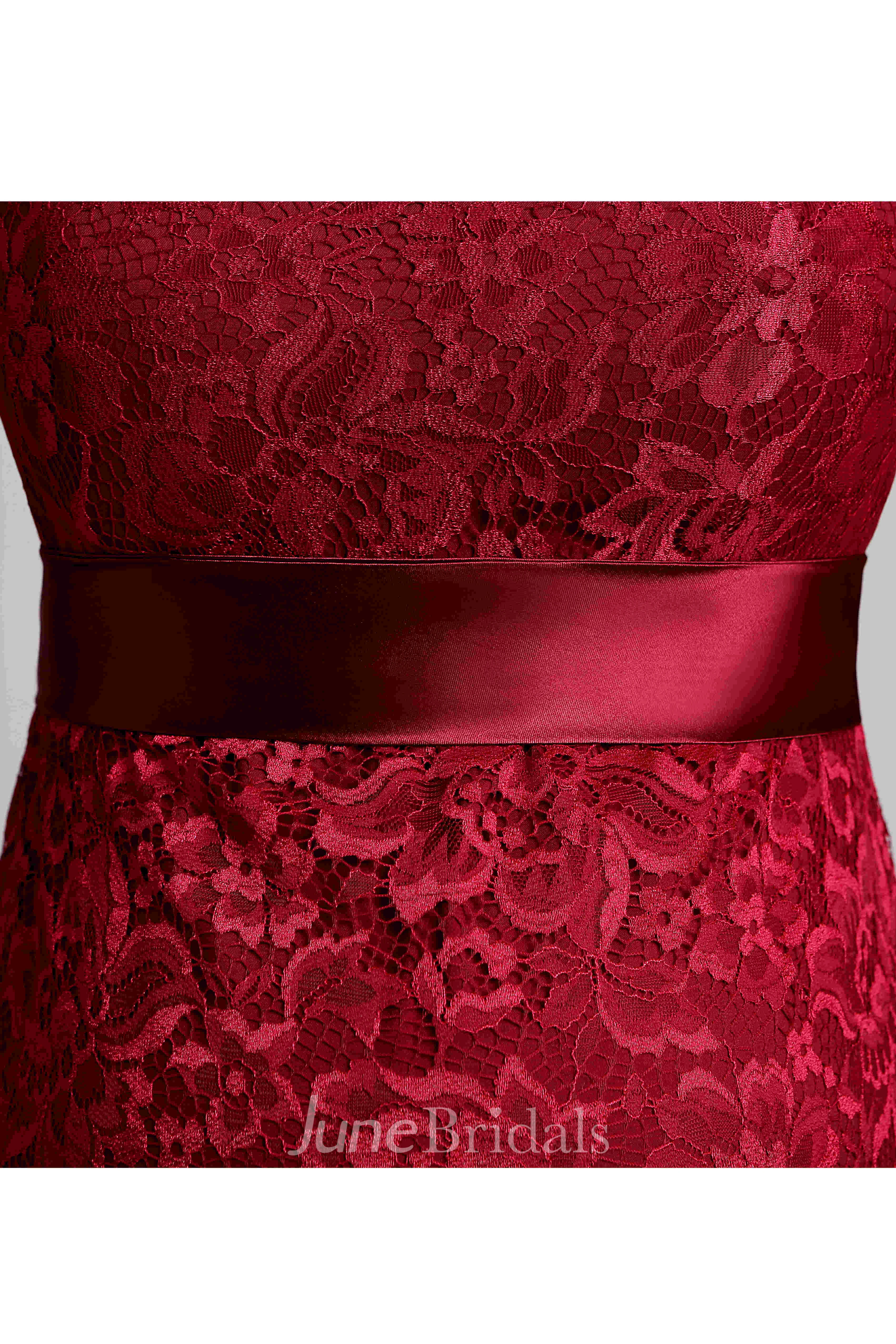 Illusion Half Sleeve Jewel Neck Knee-length Lace Maternity Dress