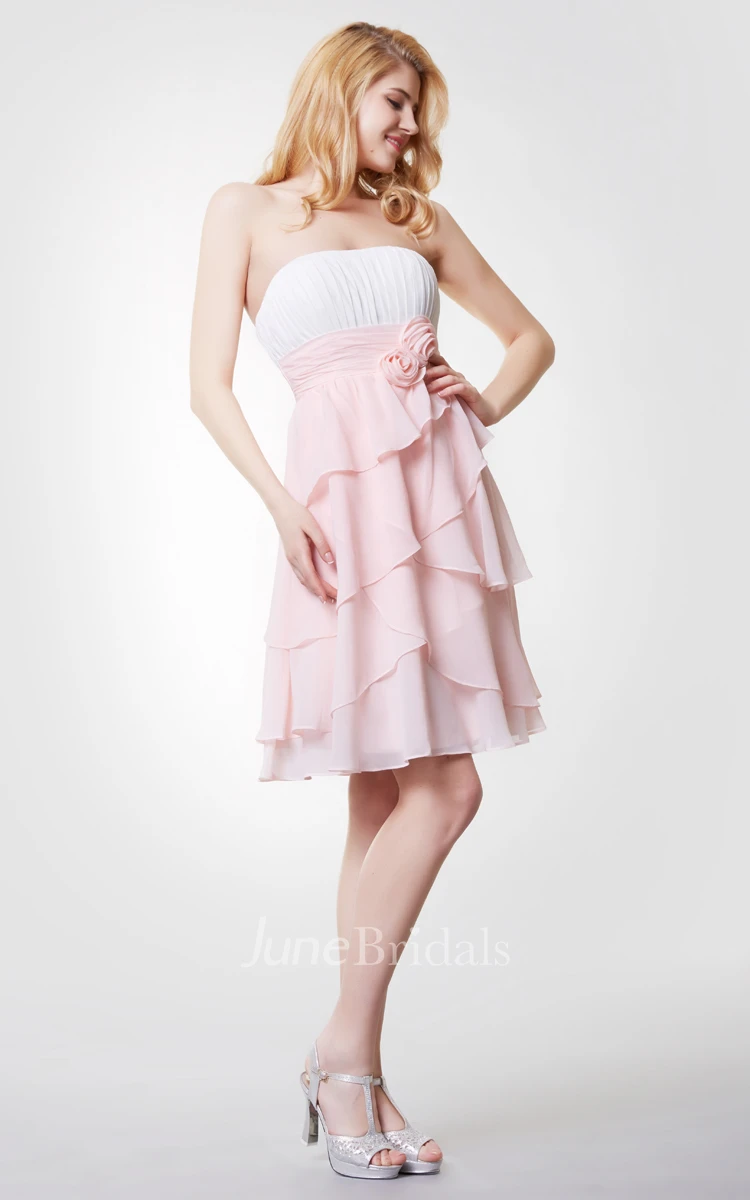 Strapless Empire Short Bridesmaid Dress with Layered Skirt